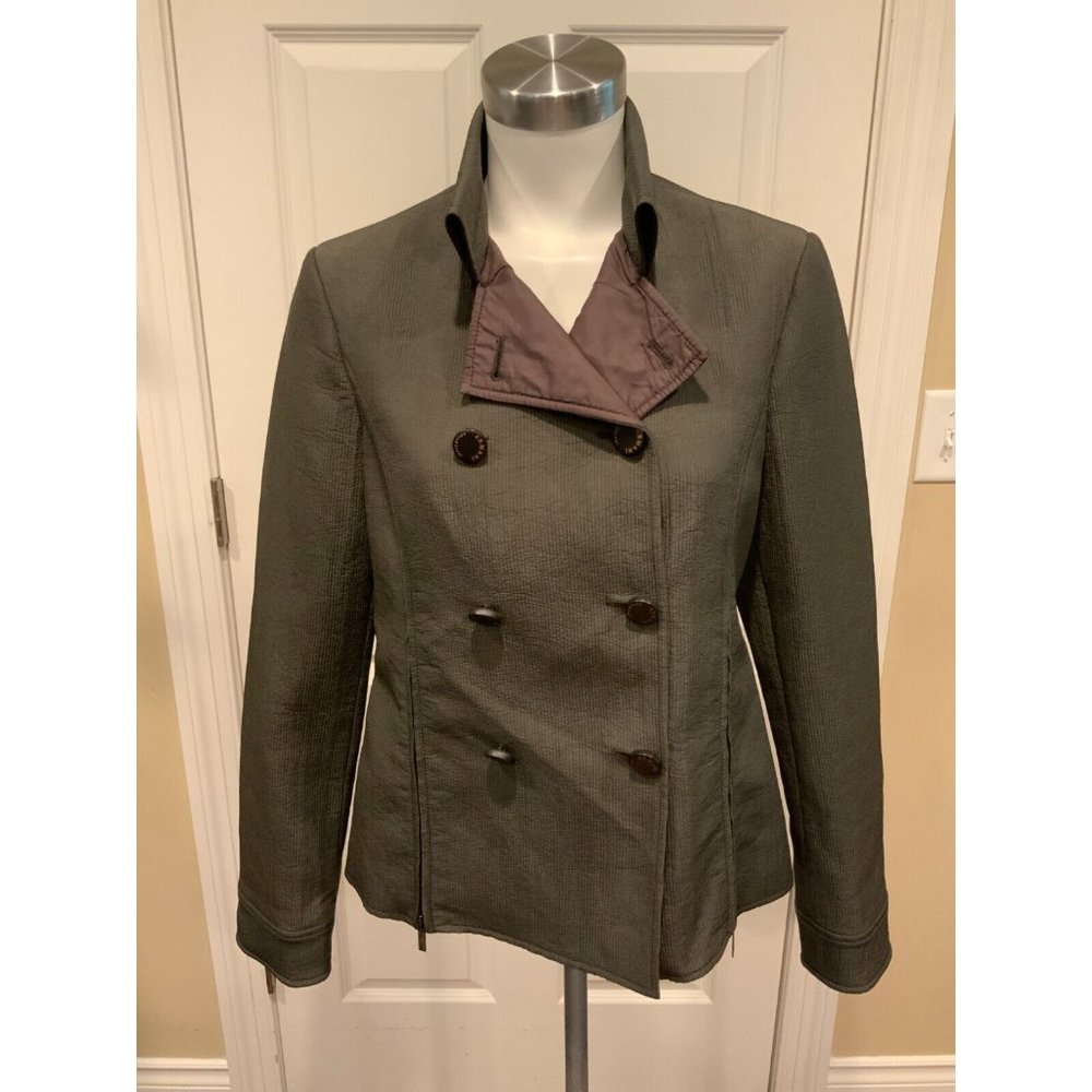 Armani Collezioni Charcoal Black Ribbed Double Breasted Jacket Sz 6 (US) 42 (IT)